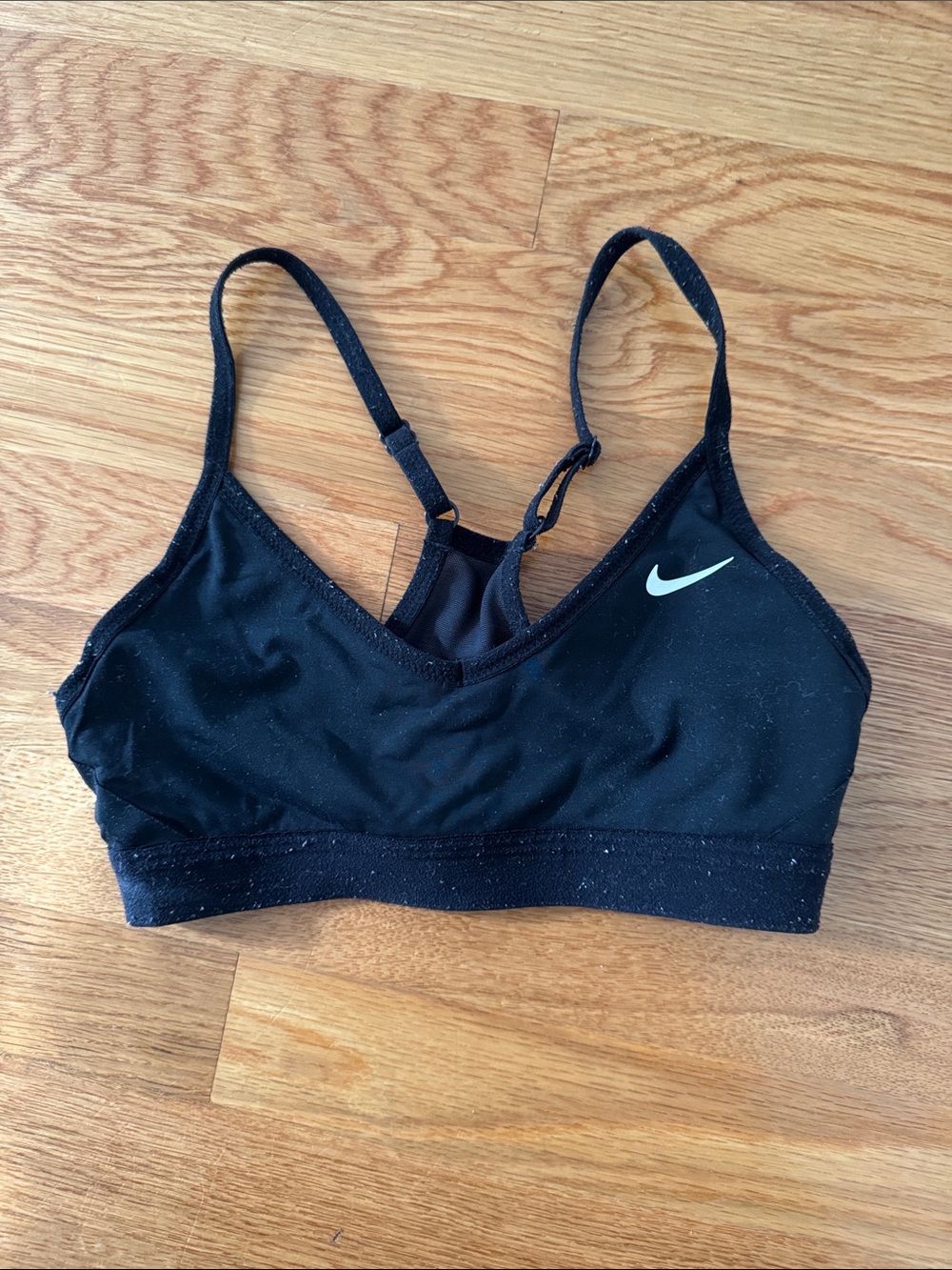 Nike Black Sports Bra with White Swoosh Logo. XS